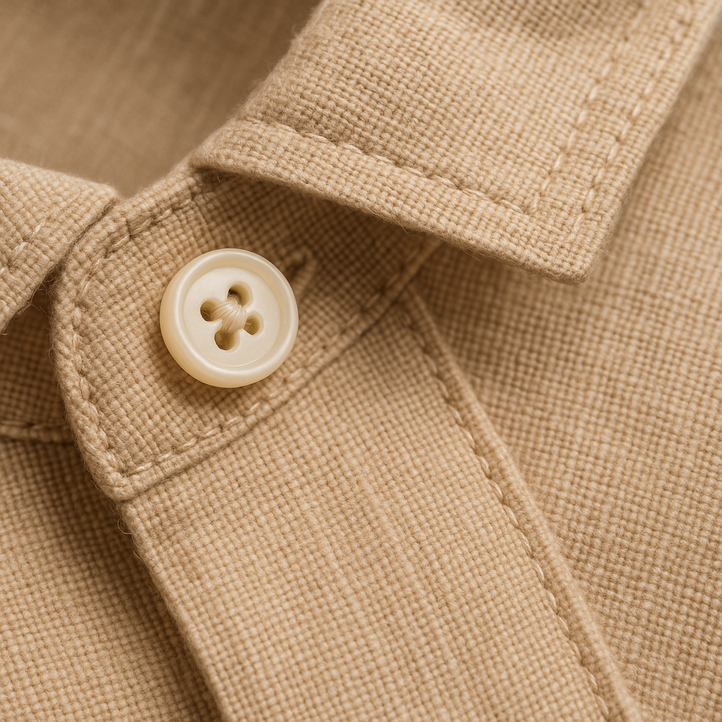 Close-up detail of Coastal Linen Shirt