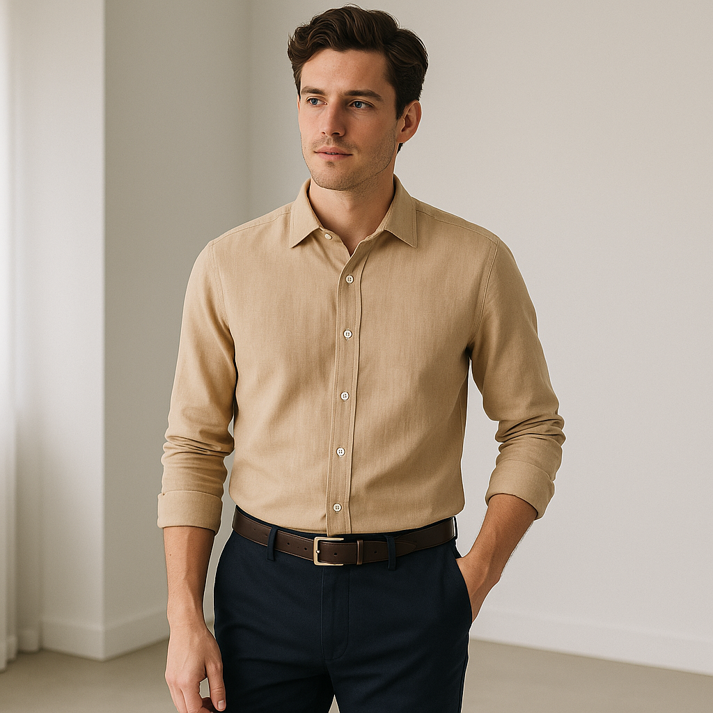 Person wearing Coastal Linen Shirt