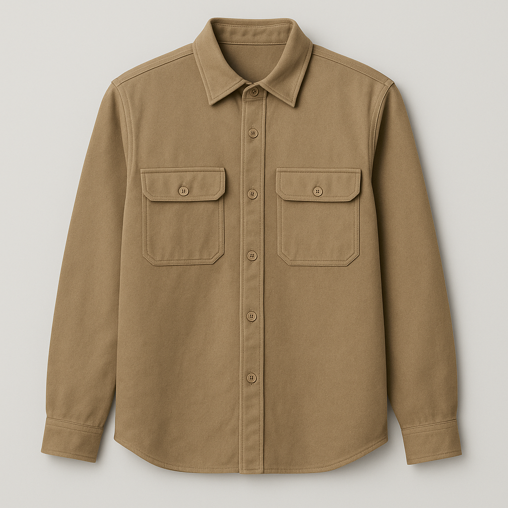Cotton Twill Overshirt on a neutral background