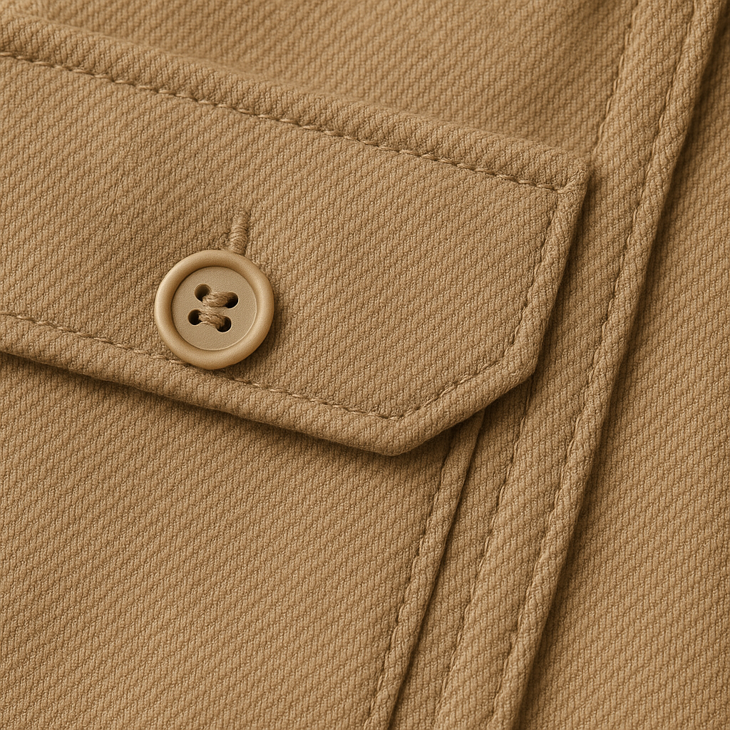 Close-up detail of Cotton Twill Overshirt