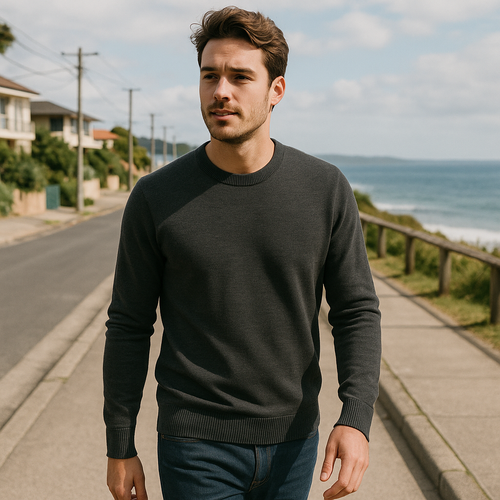 Merino Crew Sweater shown in a typical use setting