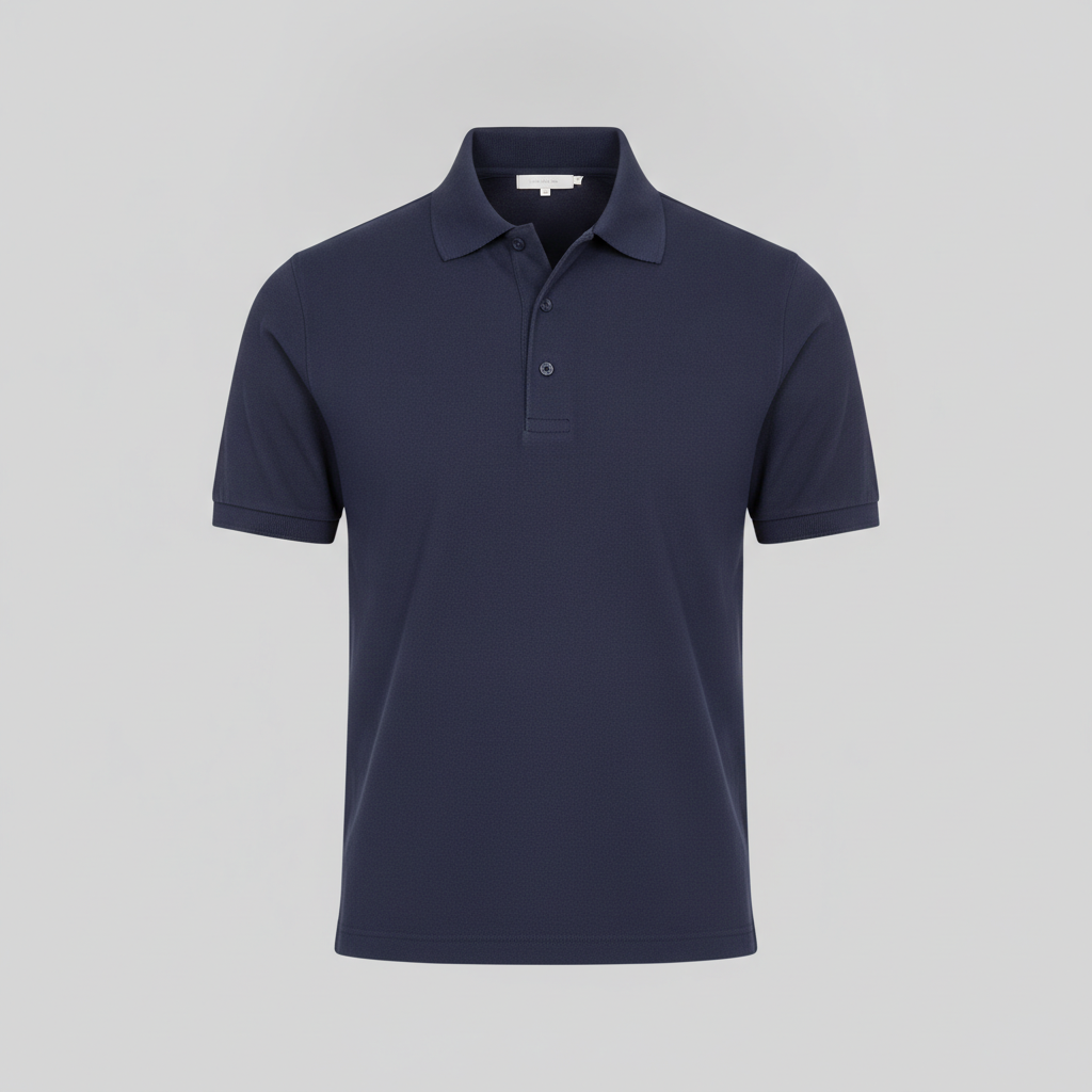 Ribbed Pique Polo on a neutral background