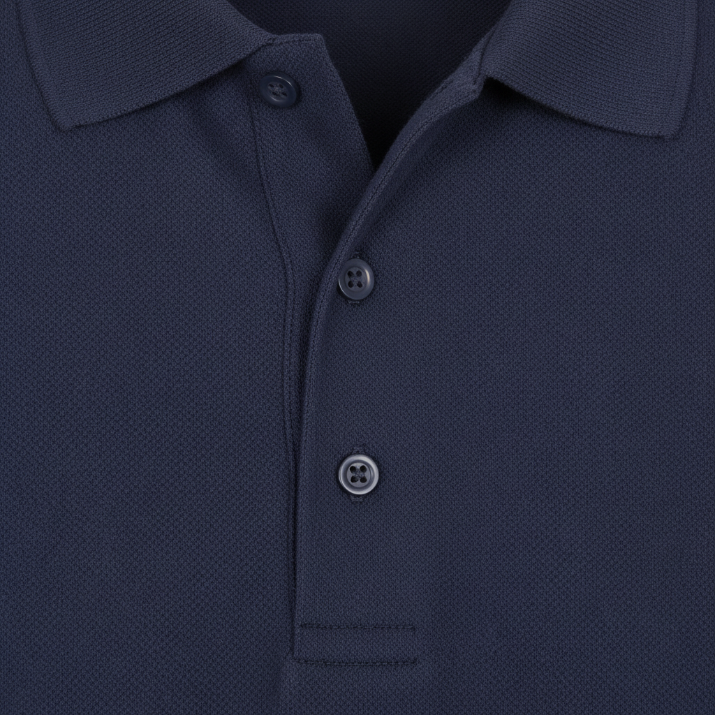 Close-up detail of Ribbed Pique Polo