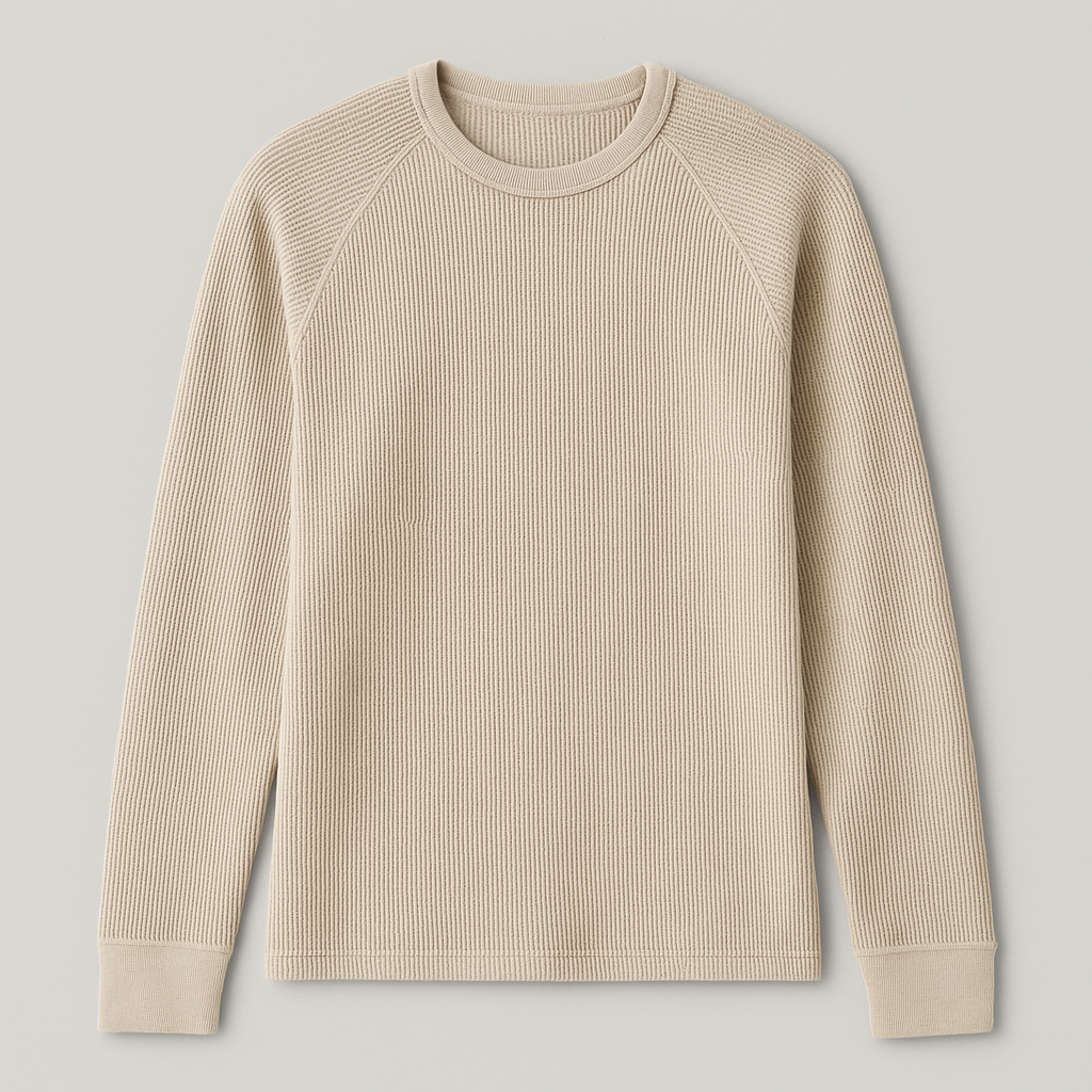 Waffle Knit Long-Sleeve Tee on a neutral background