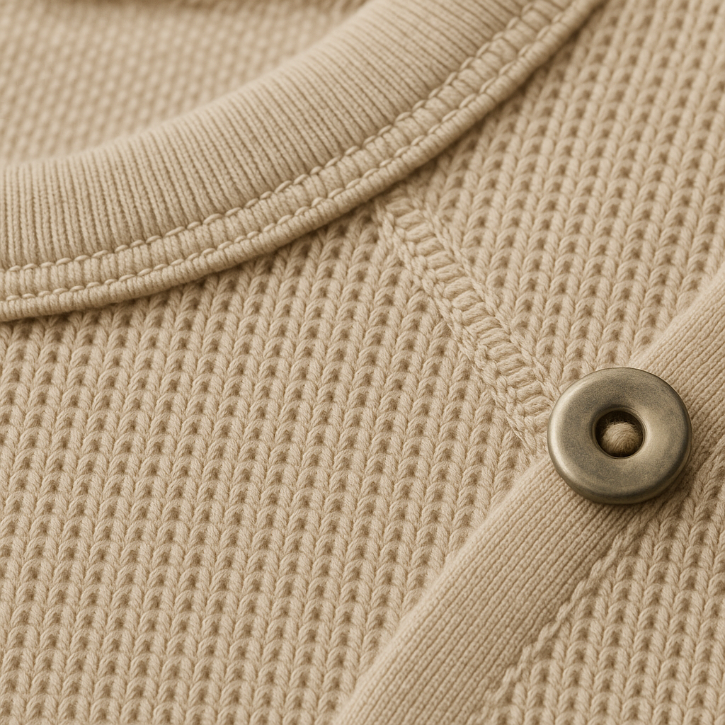 Close-up detail of Waffle Knit Long-Sleeve Tee